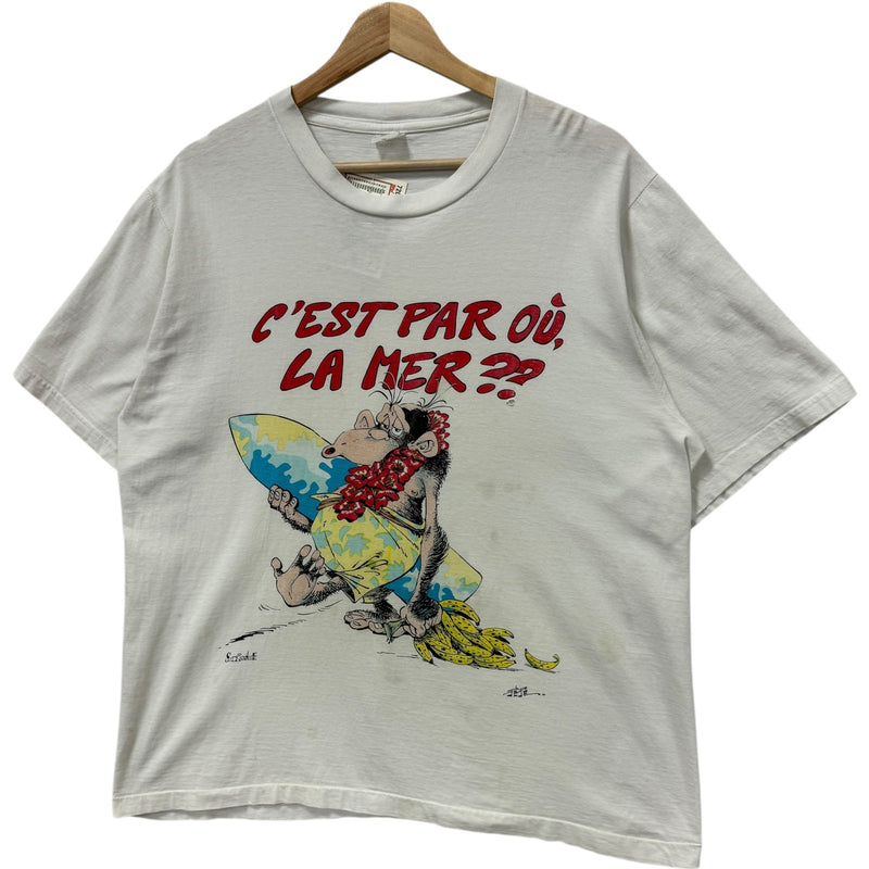 Vintage "Which Way To The Sea" French Surfing Ape Tee