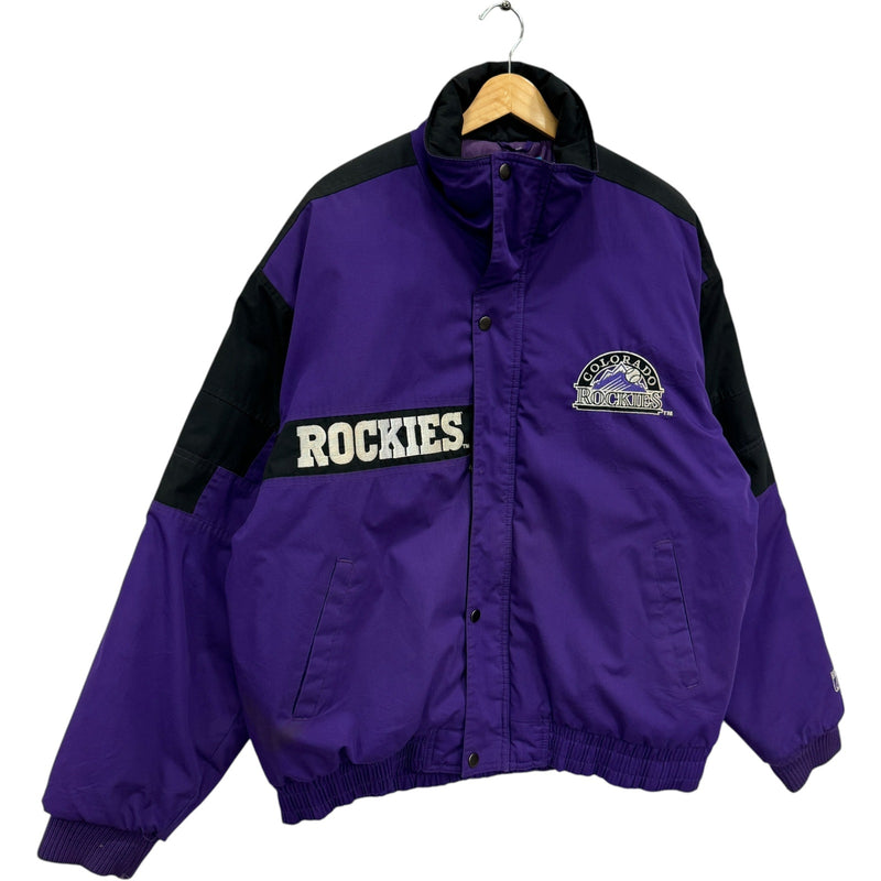 Vintage Logo 7 Colorado Rockies Spellout MLB Bomber Jacket