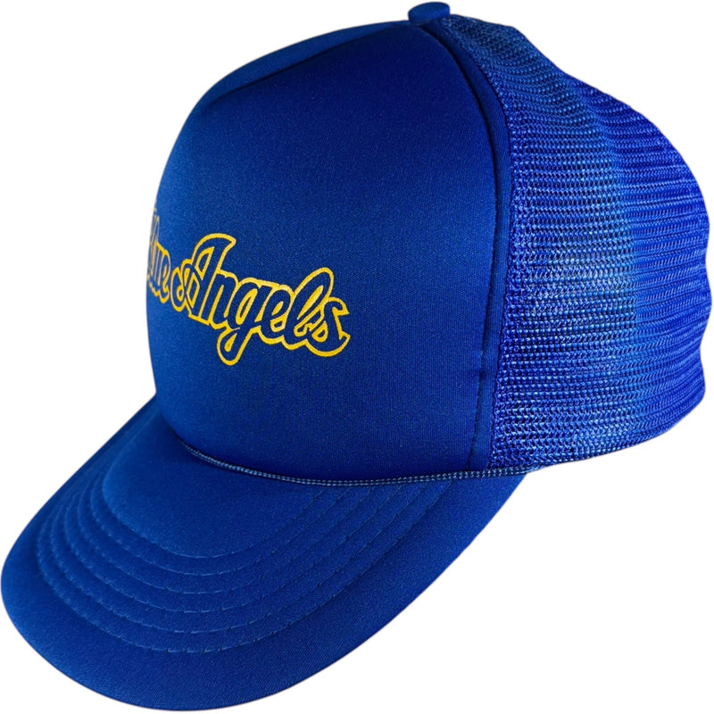 Vintage Blue Angels Spellout Trucker Snapback Hat 90s