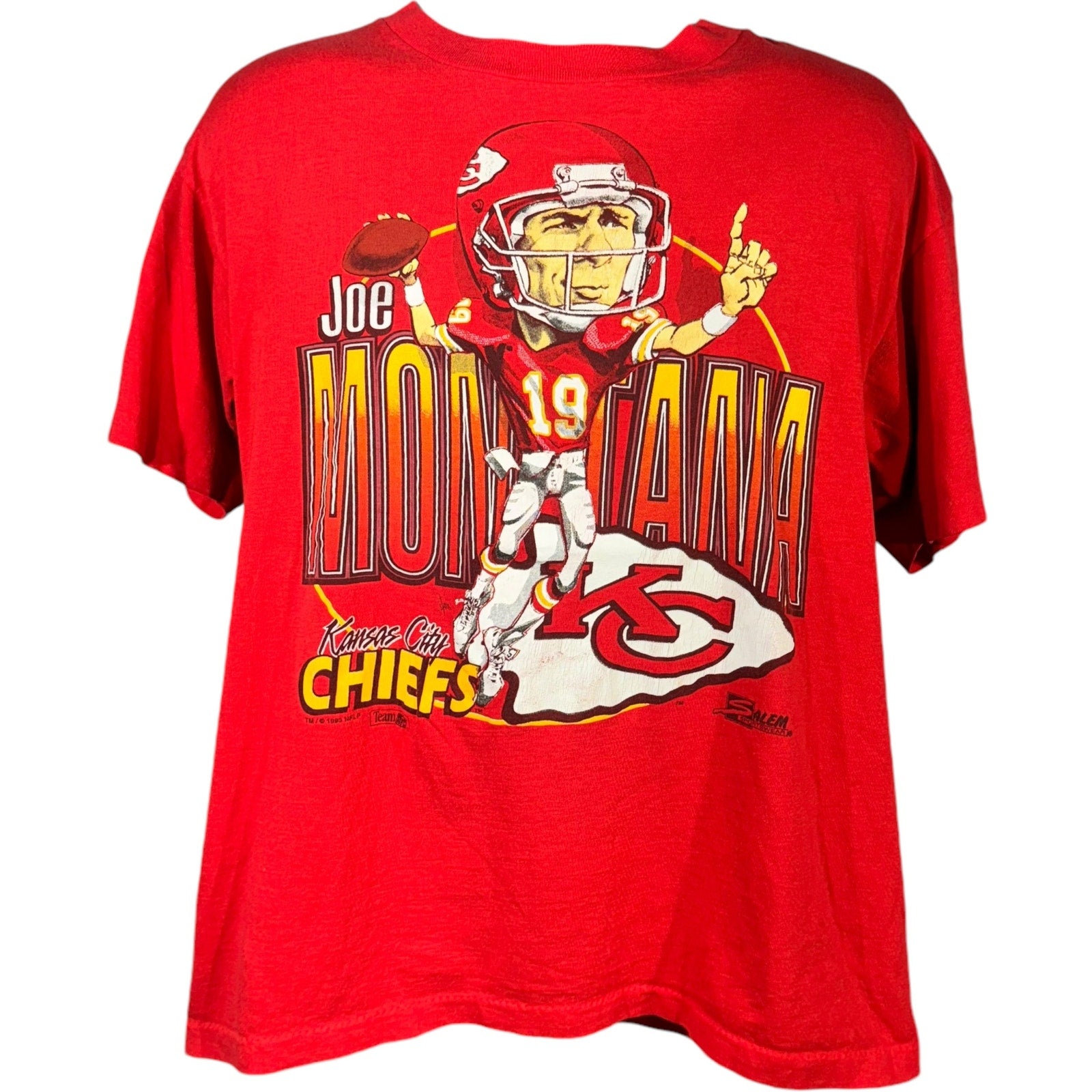 Vintage Kansas City Chiefs Joe Montana #19 Cartoon NFL Tee