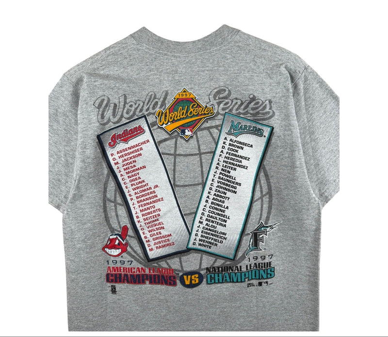 Vintage MLB World Series Cleveland Indians vs Florida Marlins T-Shirt