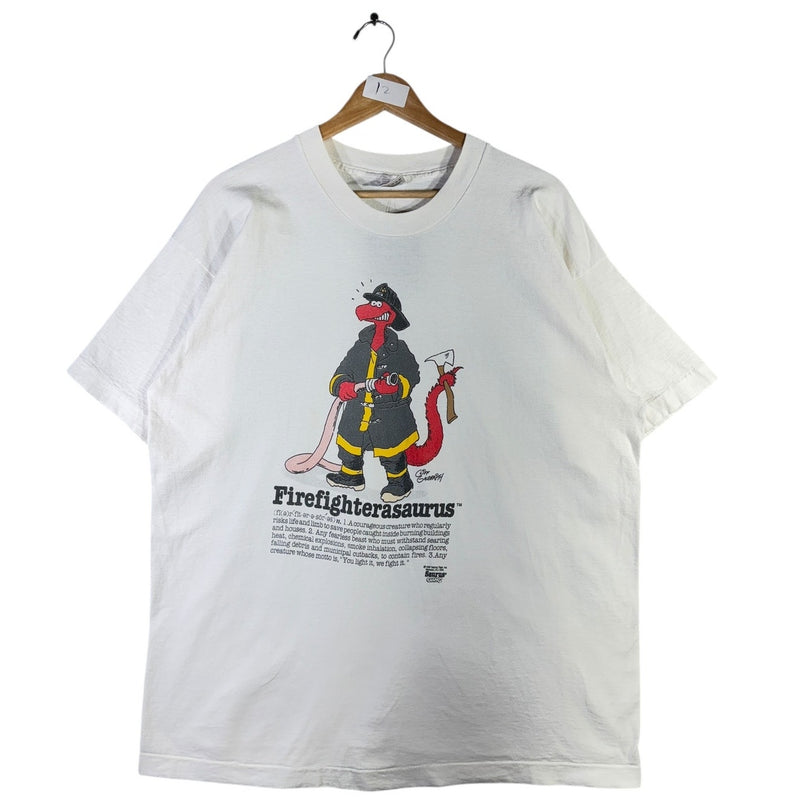 Vintage Saurus Gang "Firefighterasaurus" Cartoon  T-Shirt