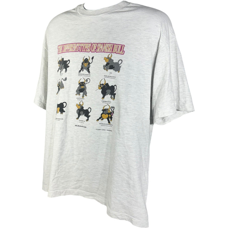 Vintage "Types Of Spanish Bull" Humor Tee 90s