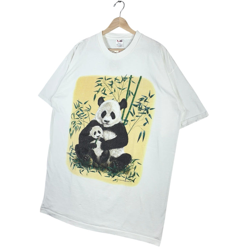 Vintage Panda Family With Bamboo Art Tee OSFA