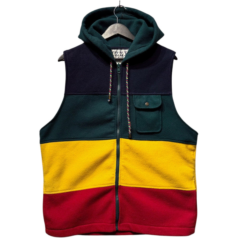 Vintage Izzi Fleece Color Block Hooded Full Zip Vest