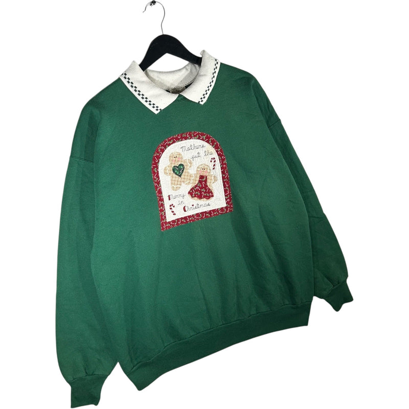 Vintage Gingerbread Cookies Christmas Collared Crewneck