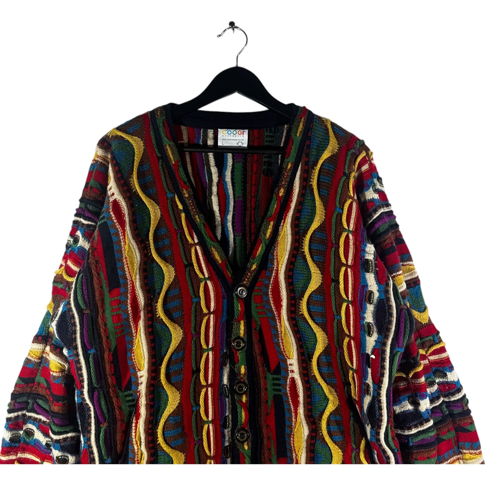 Vintage Coogi 3D Knit Patterned Cardigan Sweater