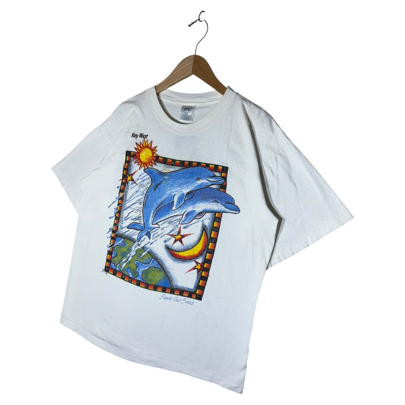 Vintage Key West Save Our Seas Dolphin Graphic T-Shirt