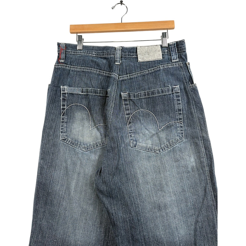 Vintage Bermuda Faded Front Patches Denim Shorts 34