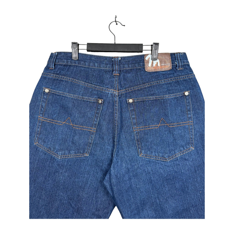 Vintage Straight Med-Wash Bermuda Jean Denim Shorts 38