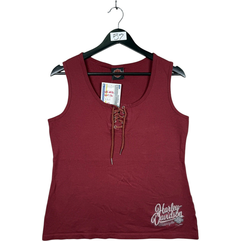 Vintage Harley Davidson Ozark Lace Up Tank Top