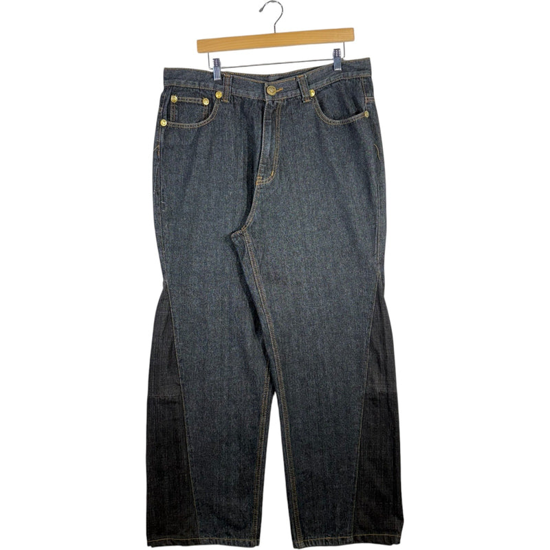 Vintage Cut & Sew Crown Holder Wide Leg Denim Jeans 38 x 31