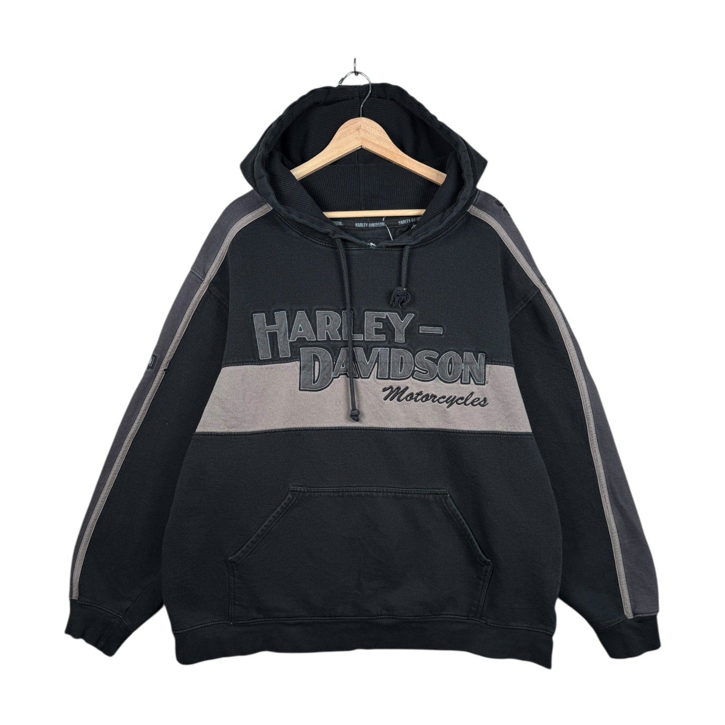 Vintage Harley Davidson Embroidered Two Tone Hoodie