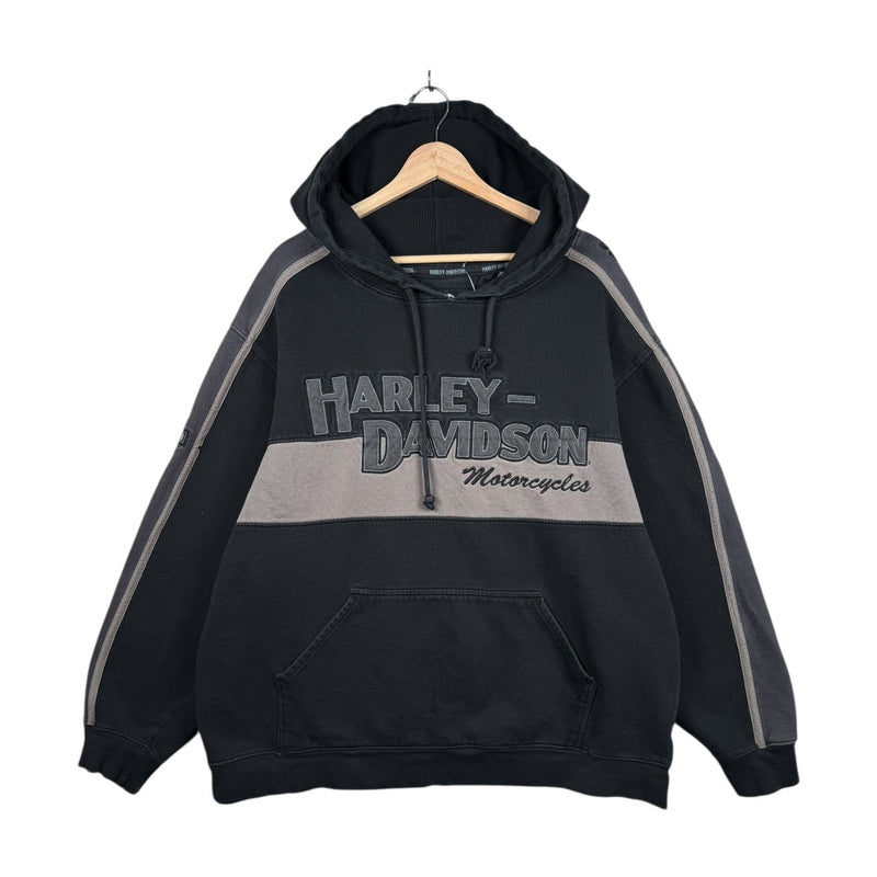 Vintage Harley Davidson Embroidered Two Tone Hoodie
