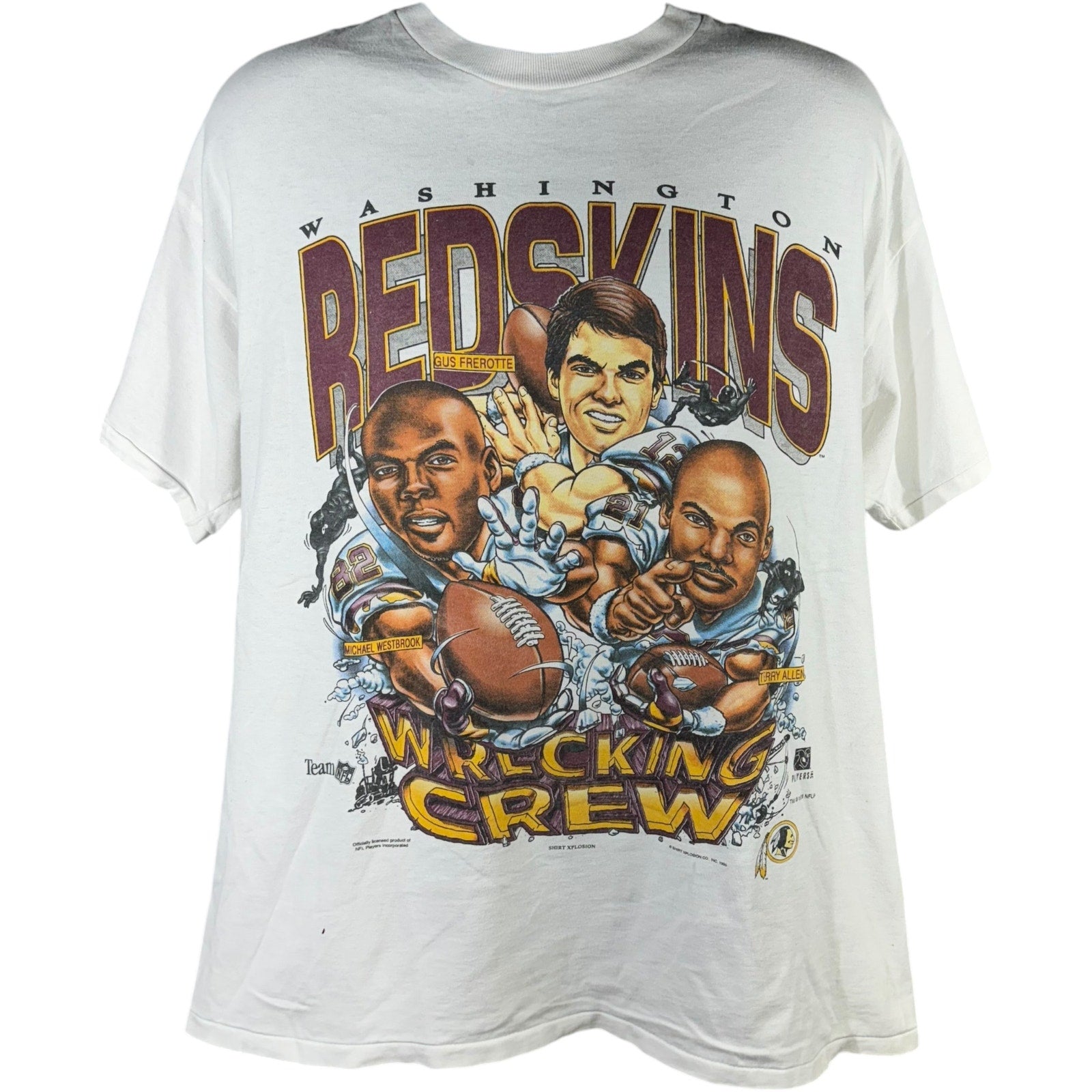 Vintage Washington Redskins "Wrecking Crew" Caricature Tee 90s