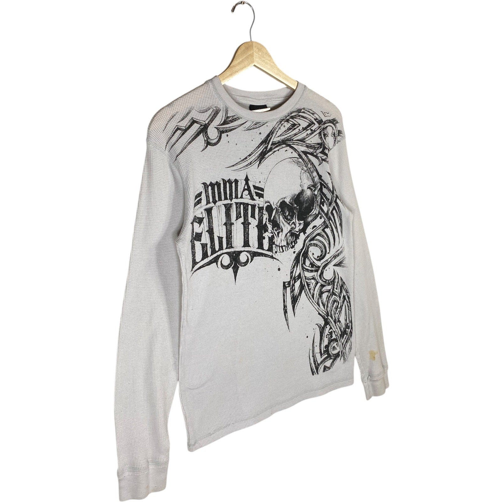 Vintage MMA Elite Skull Tribal Thermal Long Sleeve T-Shirt