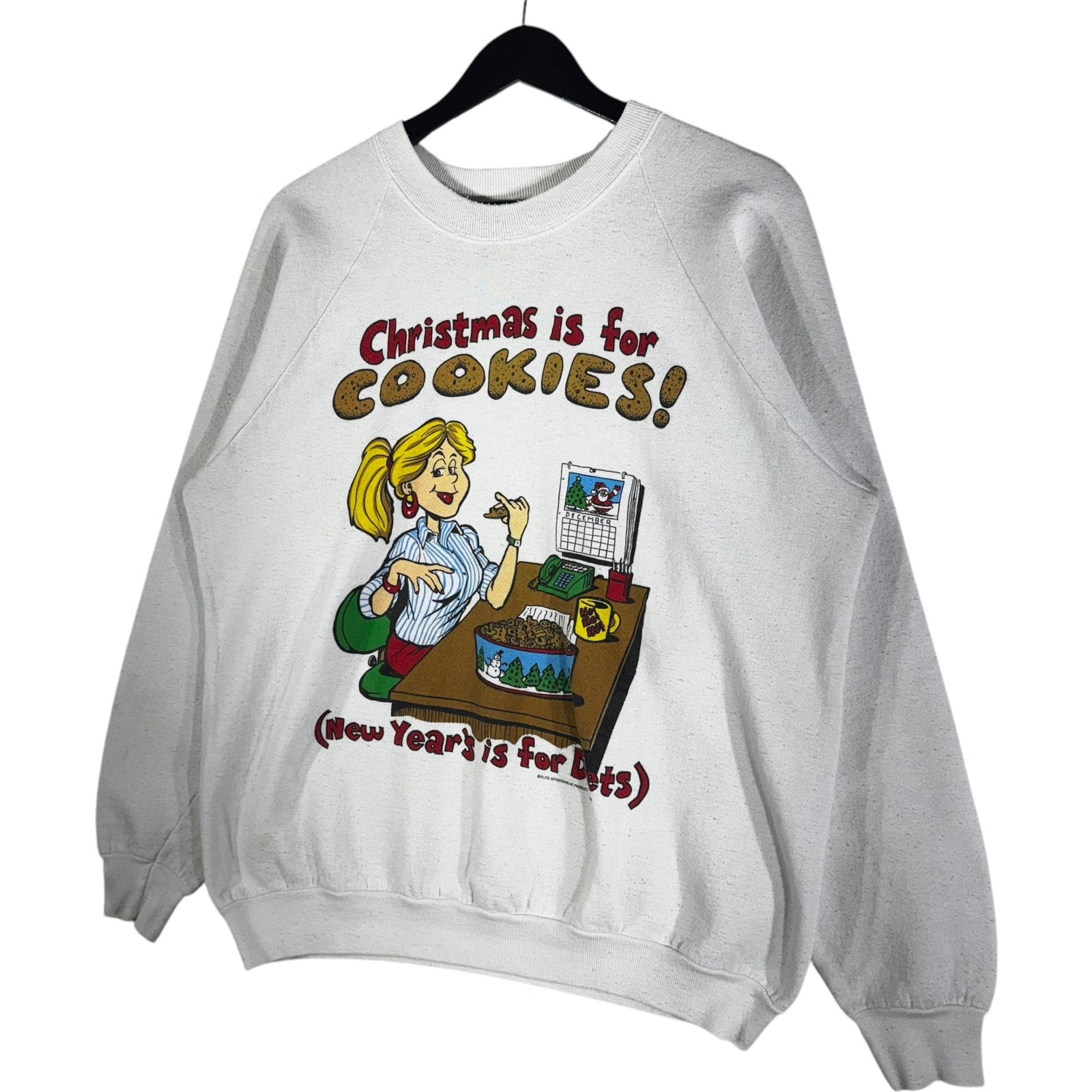 Vintage Women's Christmas is for Cookies Humor Novelty Crewneck 90s