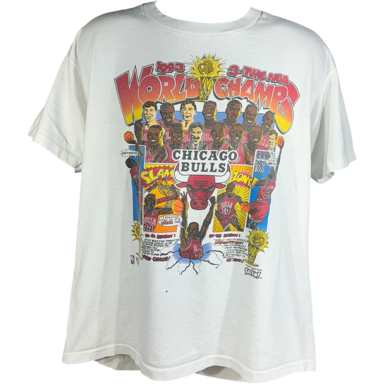 Vintage Chicago Bulls World Champions Caricature Tee 1993