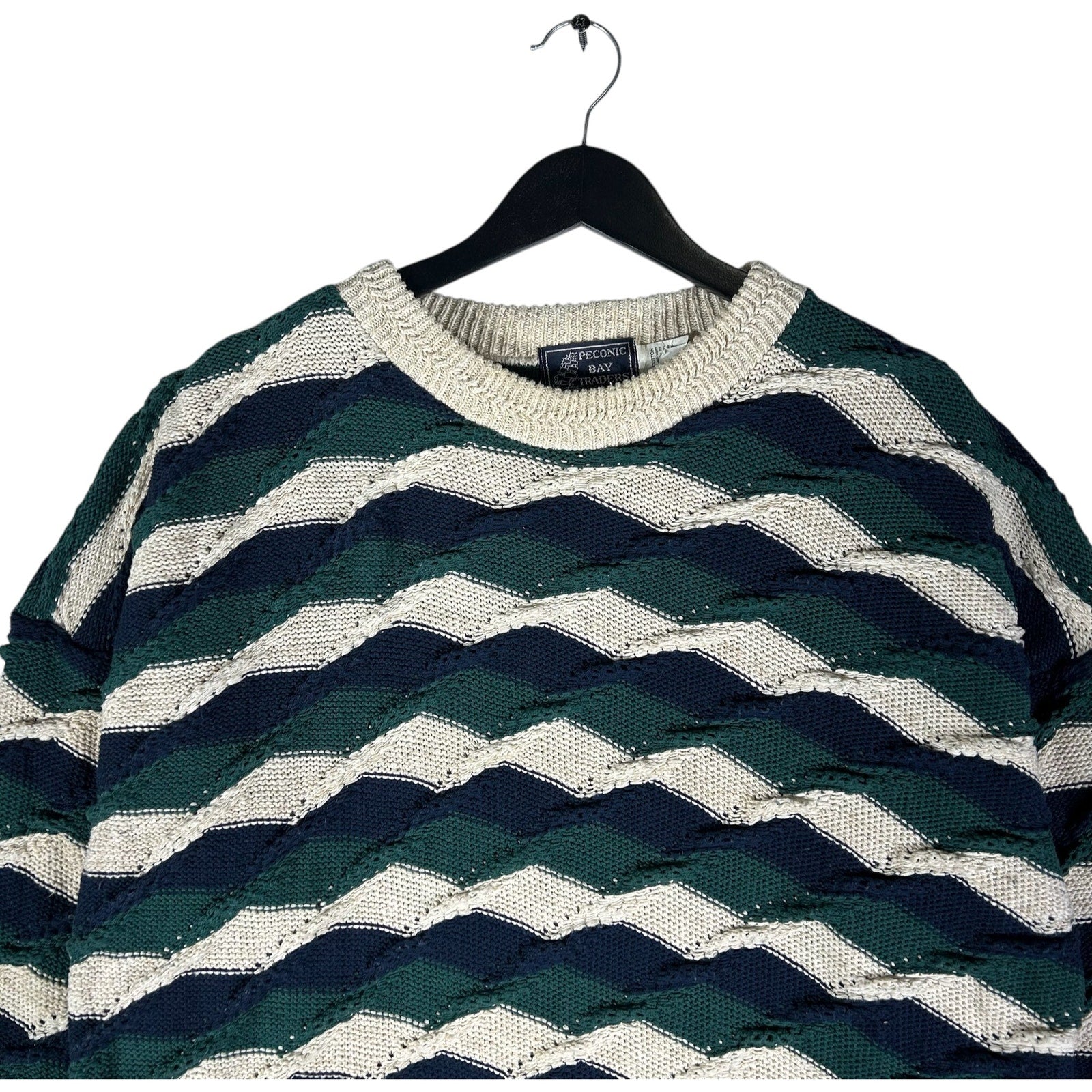 Vintage 3D Patterned Knit Pullover Sweater