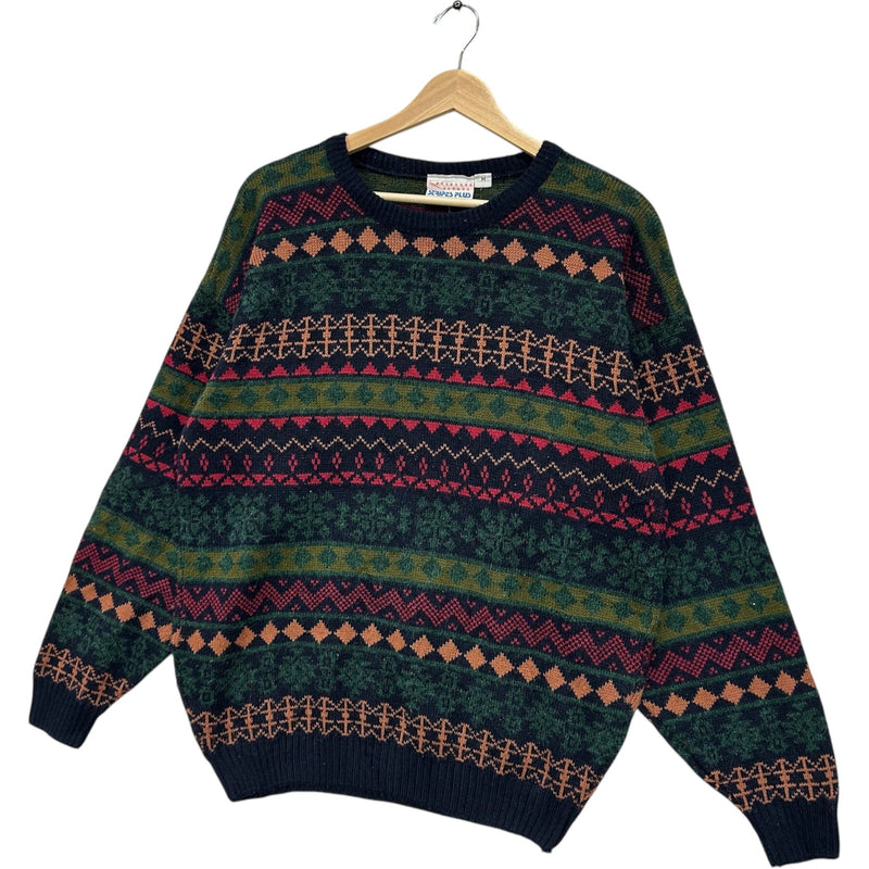 Vintage Knit Patterned Pullover Sweater