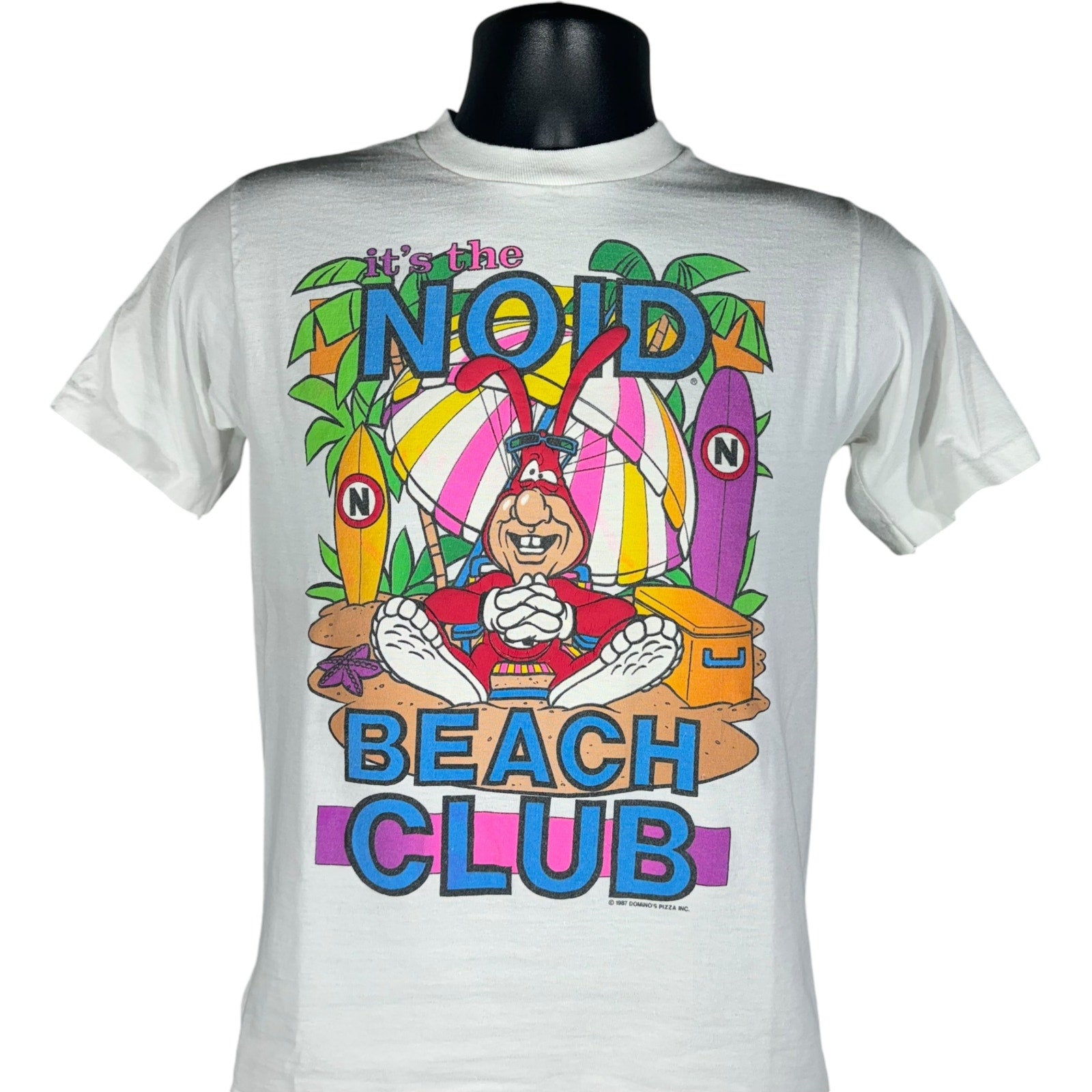 Vintage Noid Beach Club Dominos Pizza Tee 80's