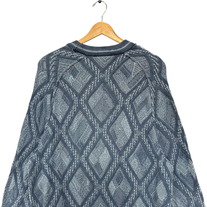 Vintage 3D Argyle Patterned Textured Pullover Sweater