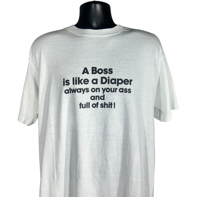 Vintage "A Boss Is Like A Diaper" Quote Tee