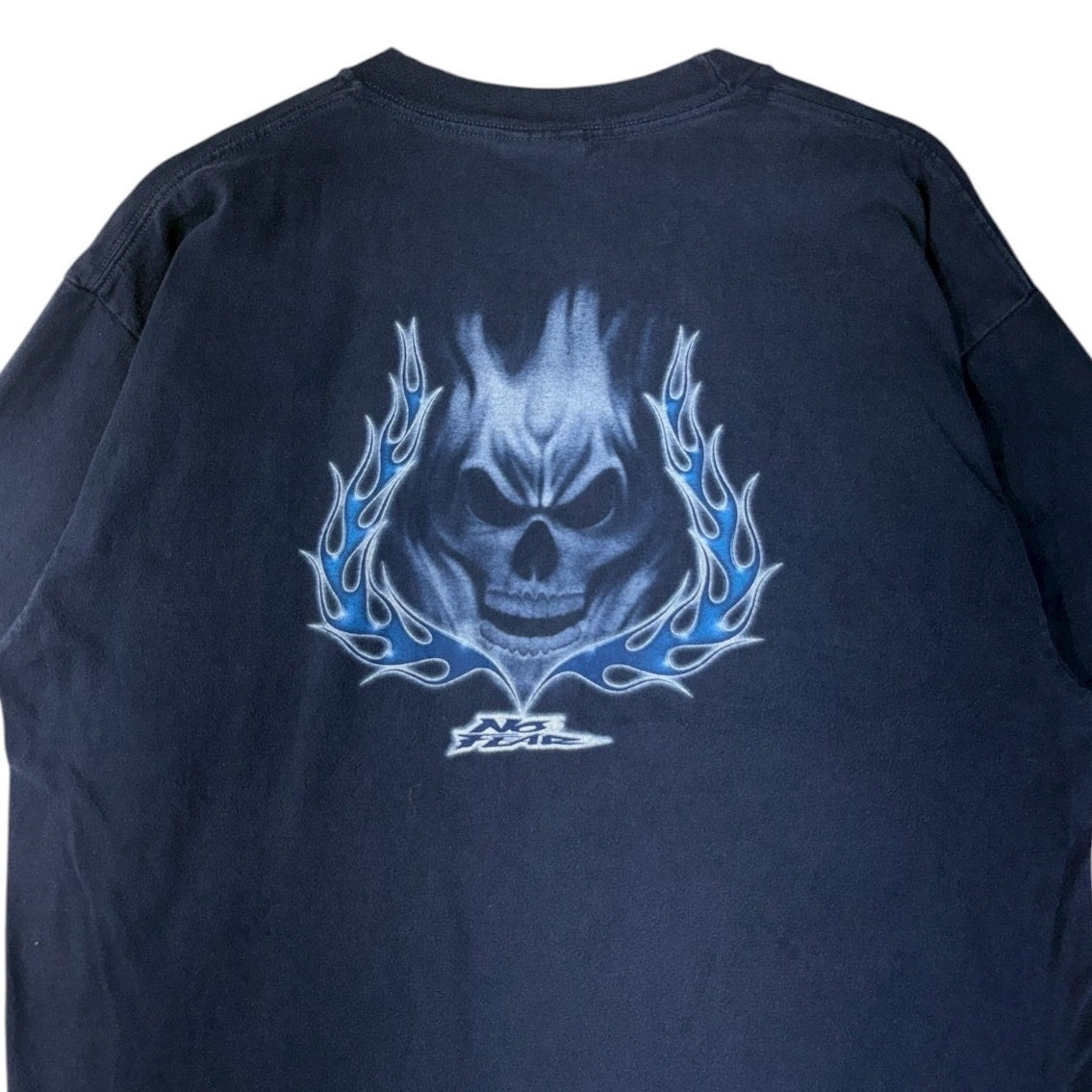 Vintage No Fear Logo Flame Skull T-Shirt