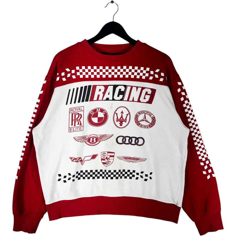 Vintage Racing Car Logos Colorblock Crewneck