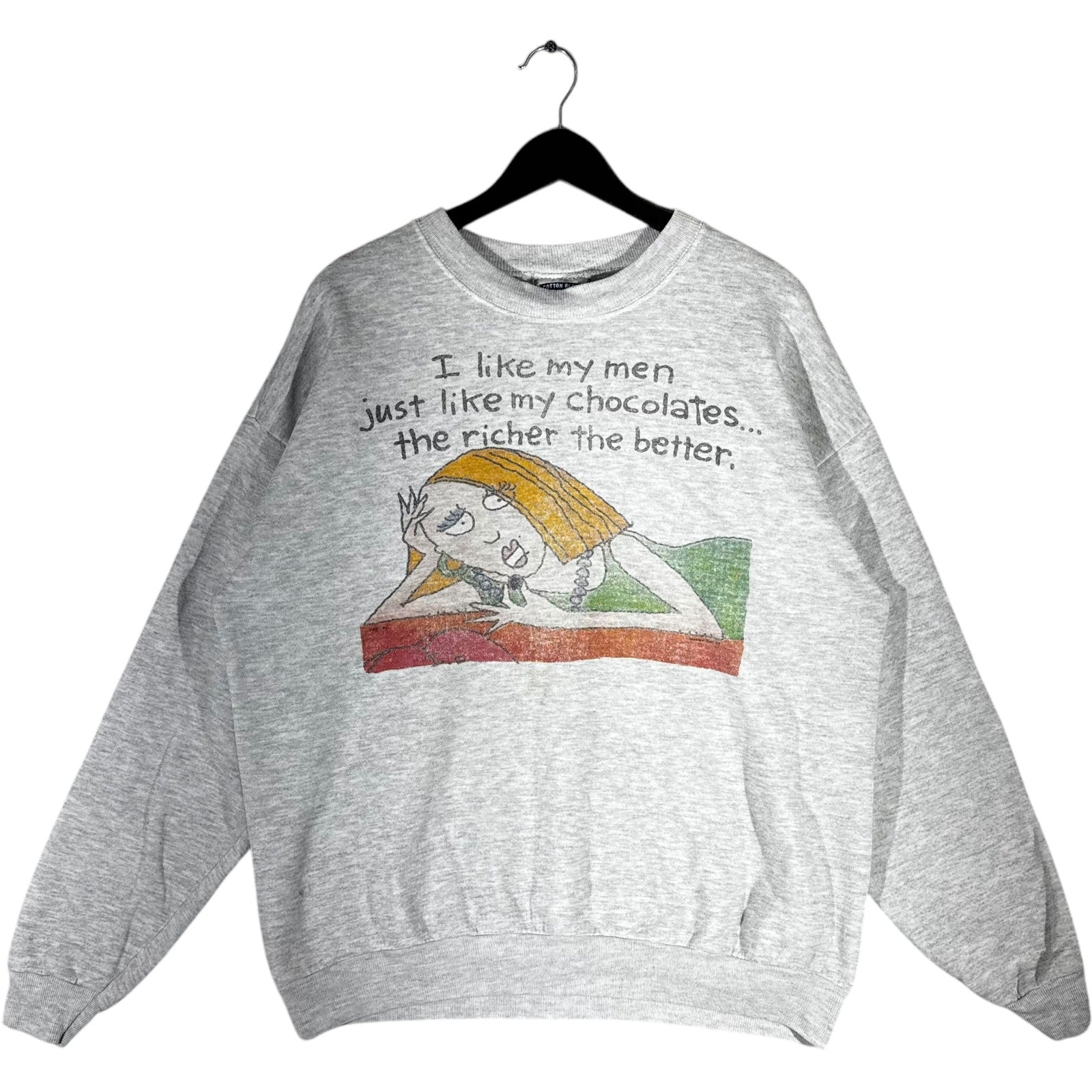 Vintage "I Like My Men Like My Chocolates..." Quote Crewneck