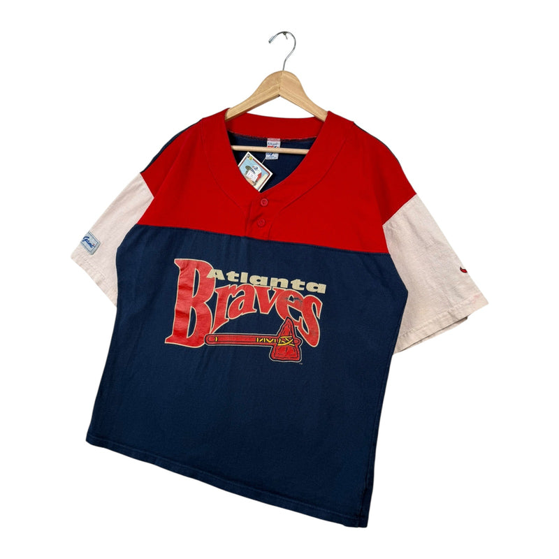 Vintage Atlanta Braves Colorblock MLB Henley T-Shirt