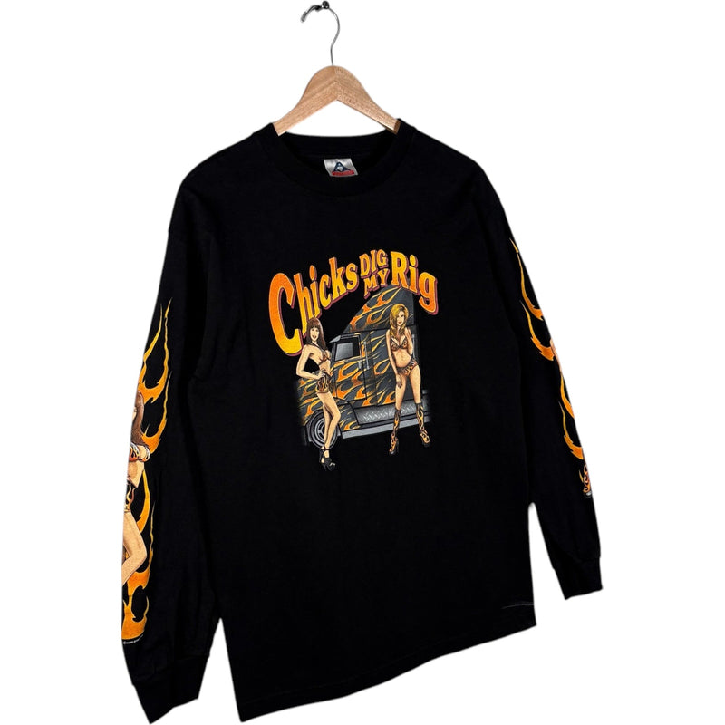 Vintage "Chicks Dig My Rig" Trucker Long Sleeve