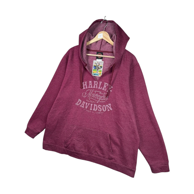 Vintage Harley Davidson Burgundy Winged Logo Hoodie