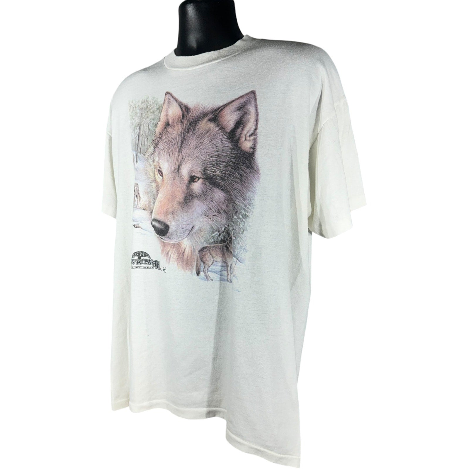 Vintage Down to Earth Wolf 3D Emblem Tee