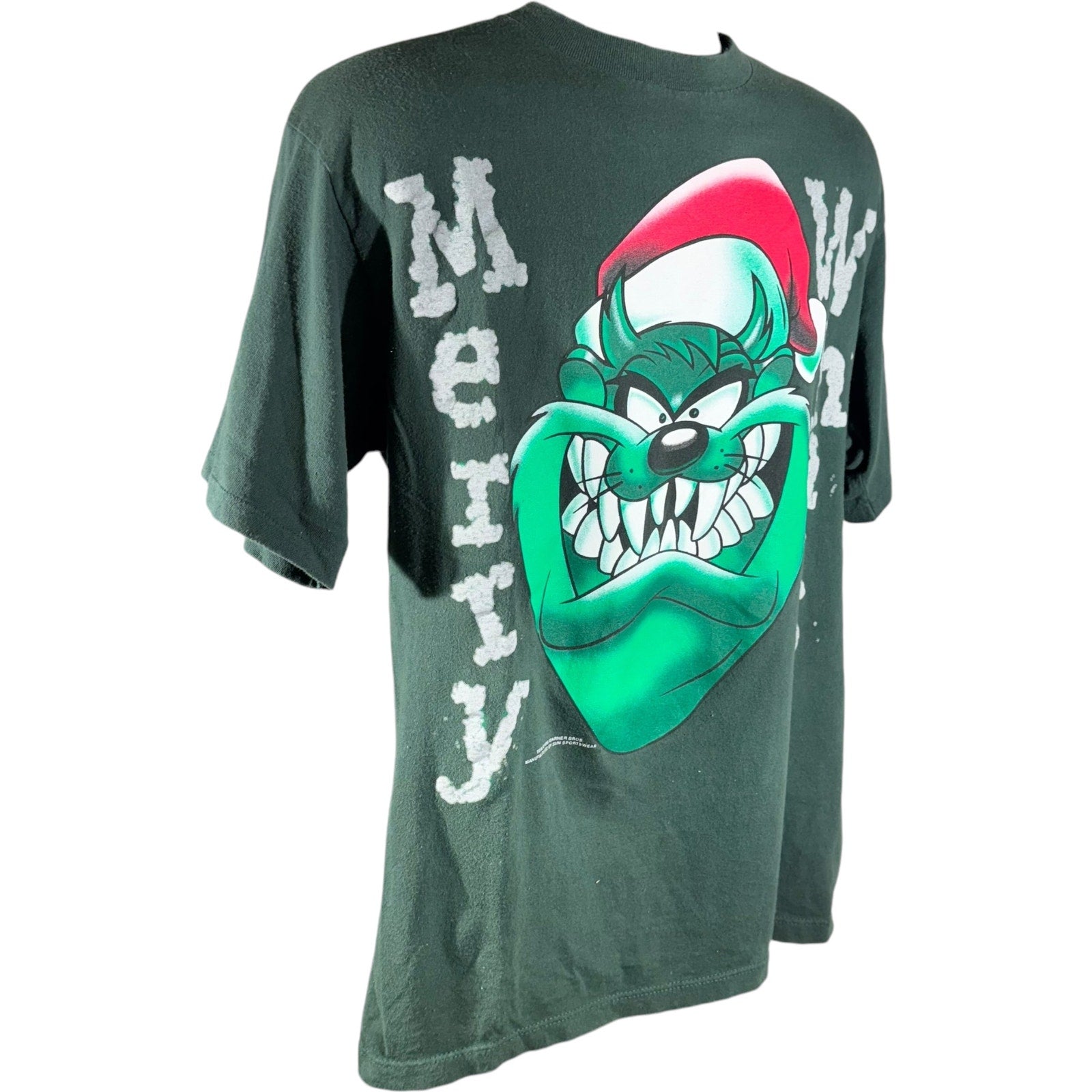 Vintage Looney Tunes Taz "Merry What" Christmas Tee 90s