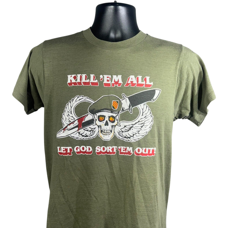 Vintage Kill 'Em All Let God Sort 'Em Out Military Tee 90s