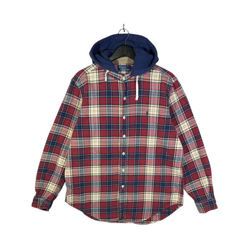 Vintage Polo Ralph Lauren Plaid Flannel Hooded Shirt Shacket Jacket