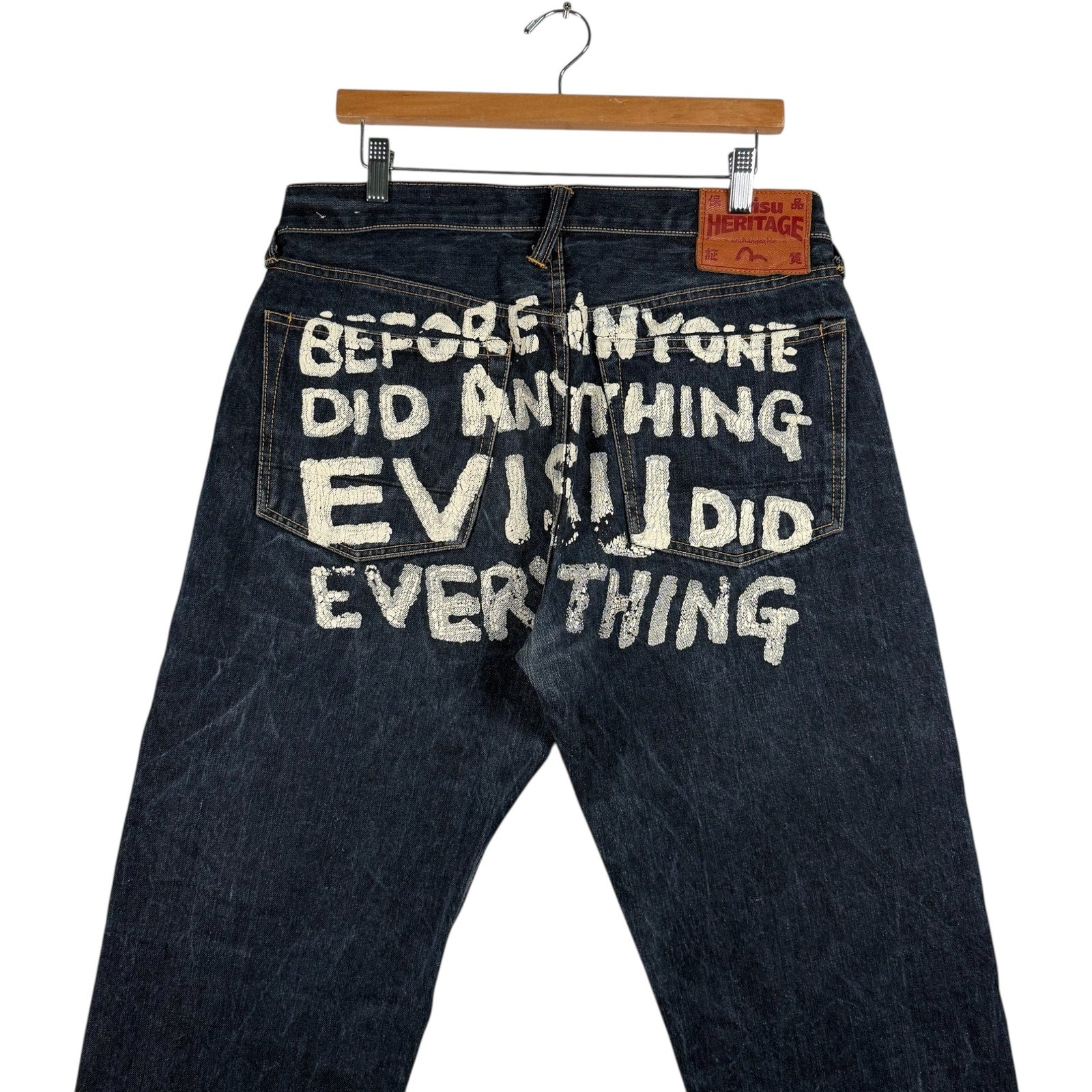 Y2K Evisu Quote Straight Leg Denim Jeans 34x33