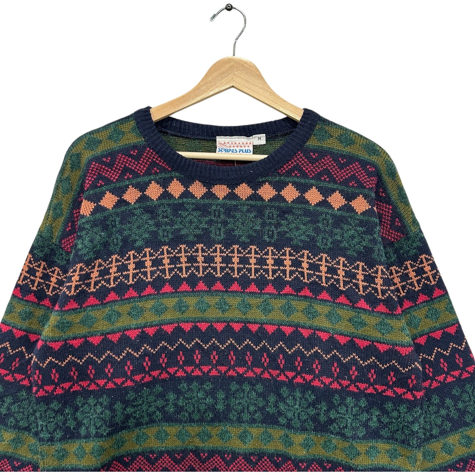 Vintage Knit Patterned Pullover Sweater