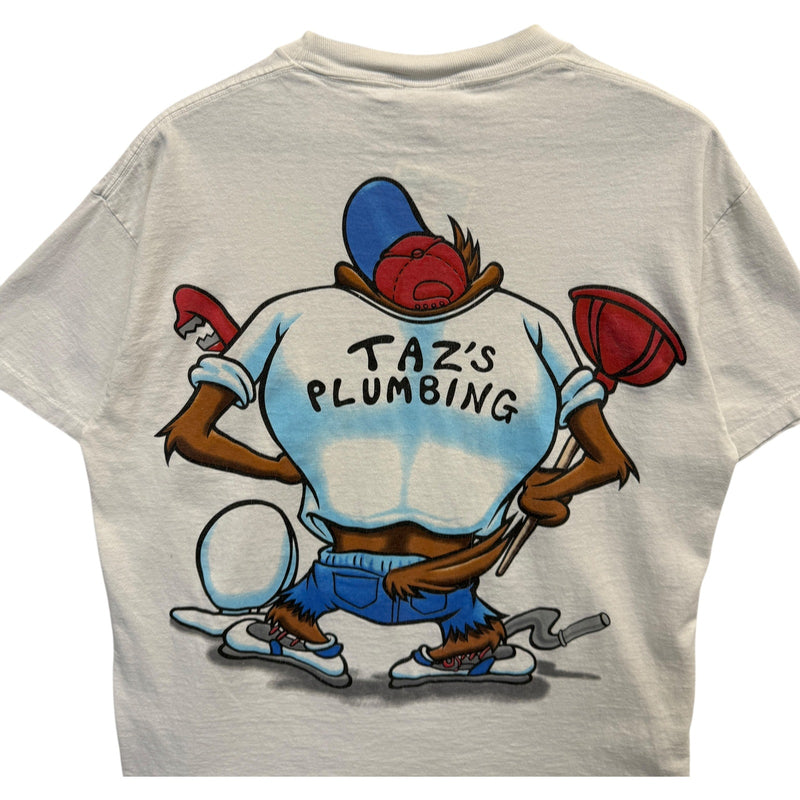 Vintage Looney Tunes Taz's Plumbing Double Sided Tee Large