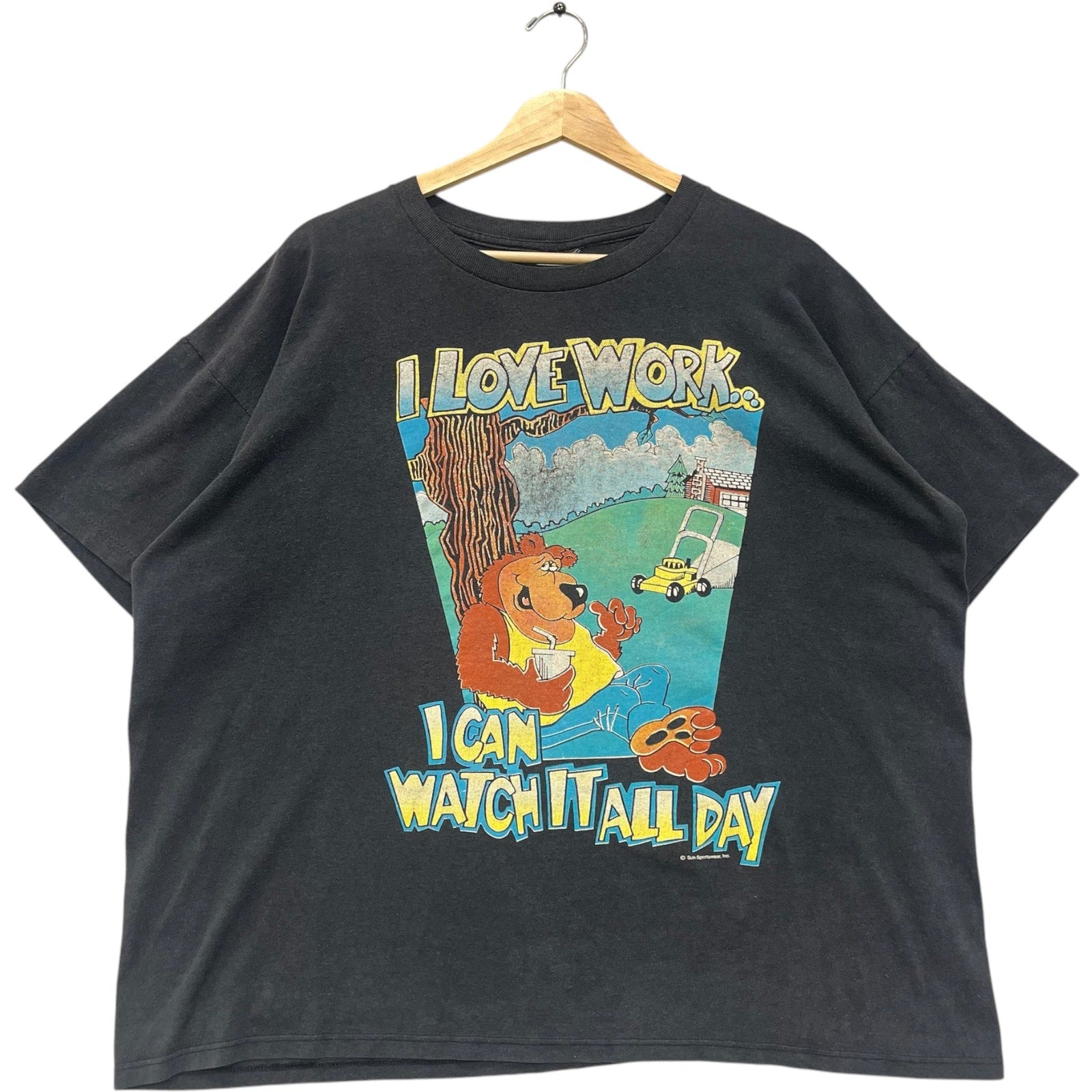 Vintage I Love Work I Can Watch It All Day Cartoon Tee