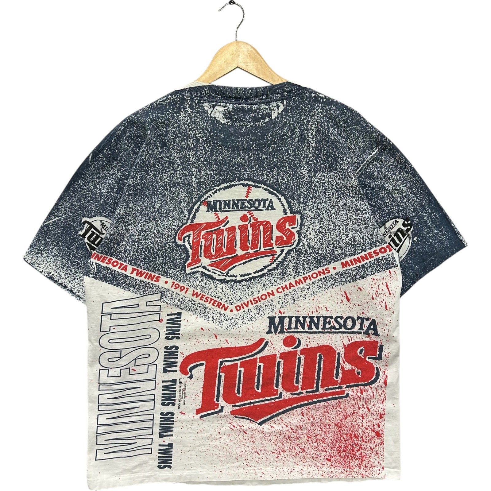 Vintage Minnesota Twins Spellout Double Sided AOP MLB Tee