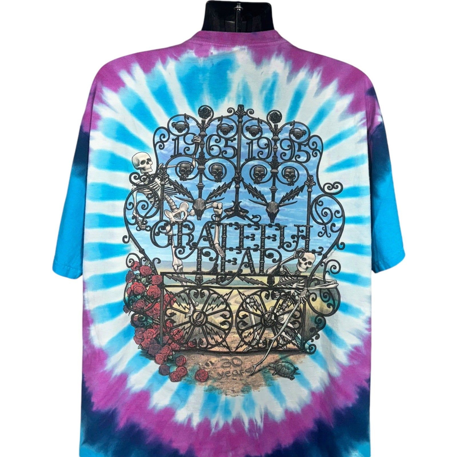 Vintage Liquid Blue Grateful Dead  "20 Years" Tie Dye Tee