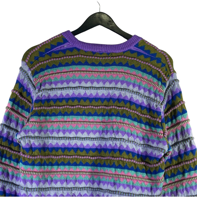 Vintage Abstract Striped 3D Knitted Sweater