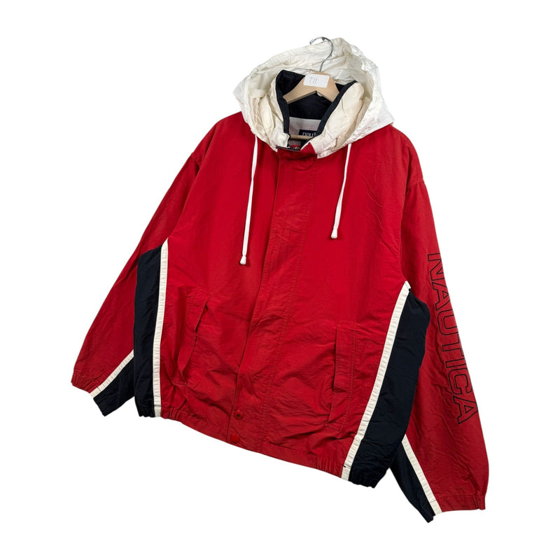 Vintage Nautica Snap Button Flap Hooded Windbreaker