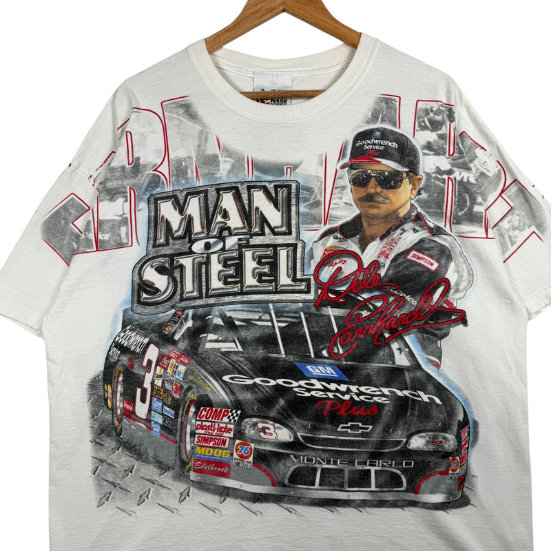 Vintage Dale Earnhardt Man Of Steel Goodwrench AOP NASCAR Tee
