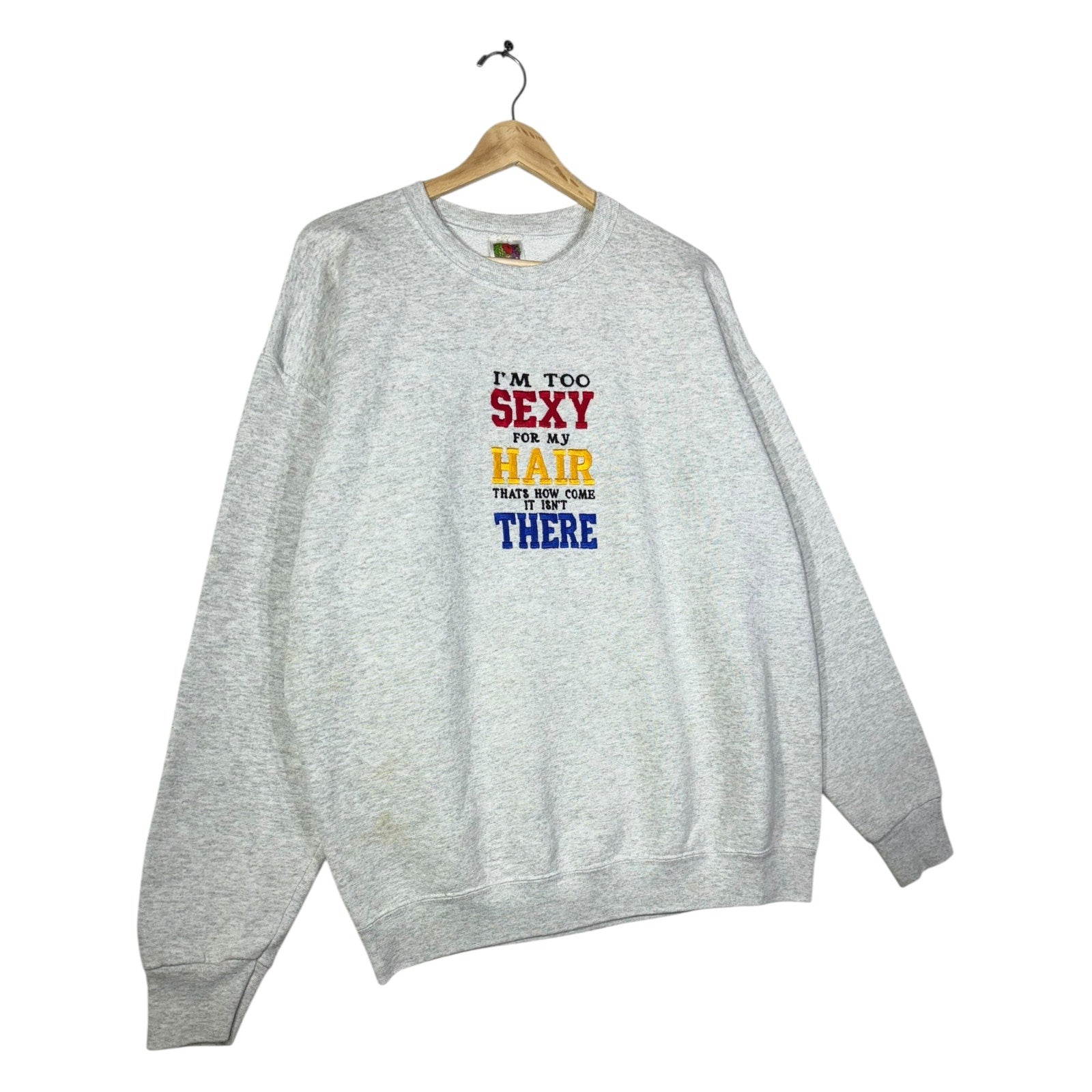 Vintage Fruit Of The Loom Embroidered Quote Crewneck