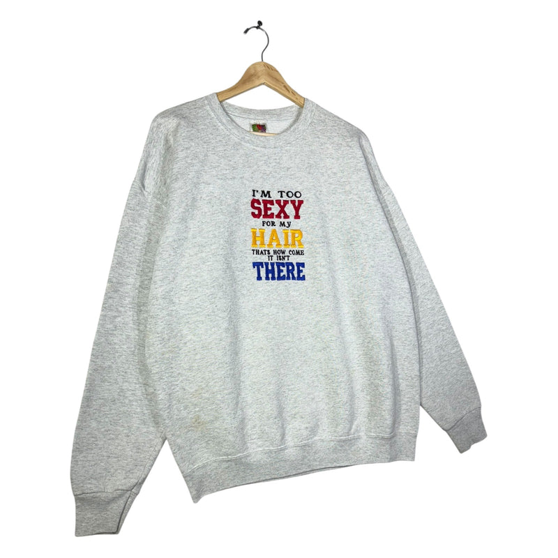 Vintage Fruit Of The Loom Embroidered Quote Crewneck