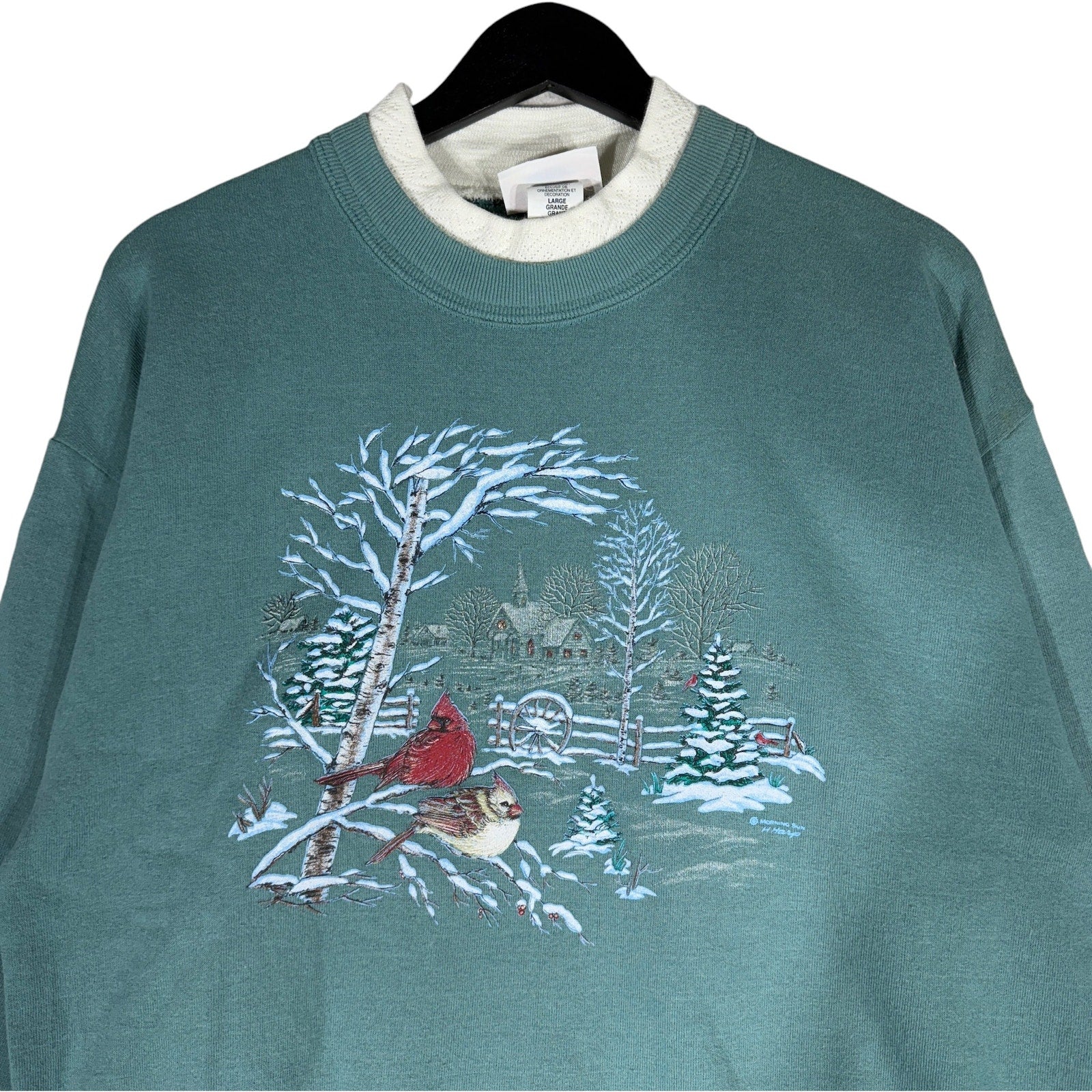 Vintage Winter Forest Cardinals Nature Crewneck