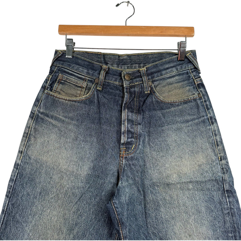Y2K Evisu Paint Denim Shorts 30